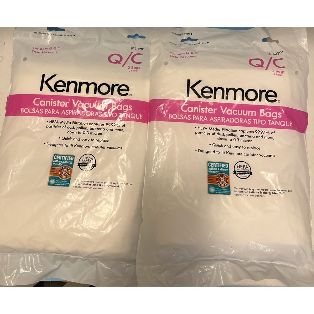 Kenmore 53291 Style Q/C HEPA  Vacuum Bags - 4 Vac Bags Total Lot Of 2